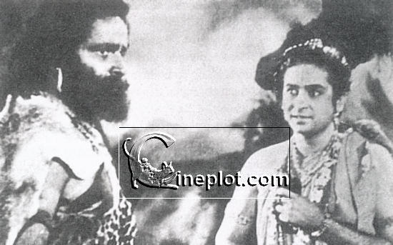 Prithviraj Kapoor and Raj Kapoor in the 1946 release Valmiki